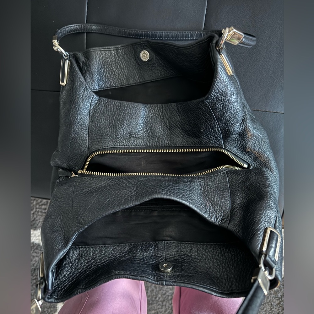 Black leather coach purse